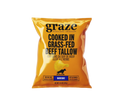 Orange package of graze potato chips cooked in grass-fed beef tallow Barbeque flavour on a transparent background