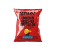 Red package of graze potato chips cooked in grass-fed beef tallow cheddar sour cream & onion flavour on a transparent background